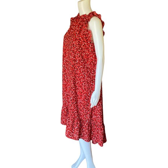 Who What Wear Ruffle Hem Floral Vine Print Midi Dress Size Small - Picture 5 of 7